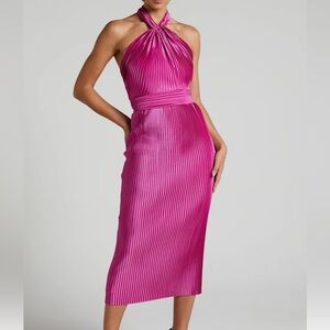 Showpo Fuchsia One-Shoulder Midi Dress